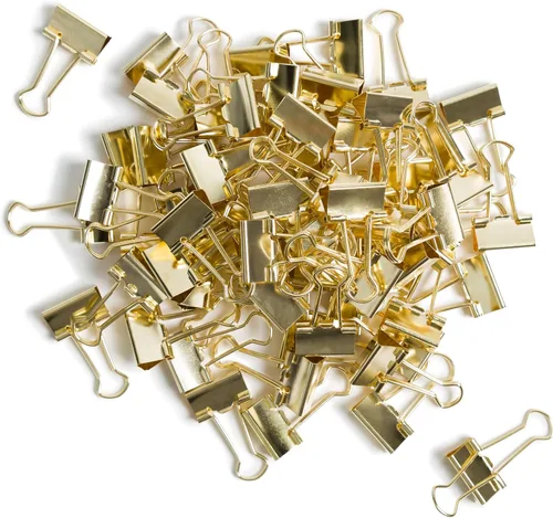 U Brands Clips para carpeta, 72 unidades, 3/4 pulgadas, mini abrazaderas de papel de metal dorado para el hogar, la escuela y el negocio