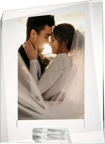 Marco de fotos de cristal de 4 x 6 pulgadas con caja de regalo decorativo para regalo de boda en casa