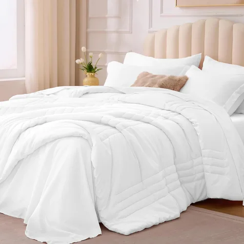 Miniatura 11 de juego de edredón tamaño individual negro - Cama en una bolsa tamaño individual 5 piezas, juego de ropa de cama suave para todas las estaciones