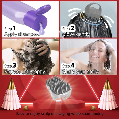 Miniatura 6 de Cbiumpro Paquete de 2 cepillos de champú masajeador de cuero cabelludo, cepillo exfoliante de silicona ultra suave para el crecimiento del cabello