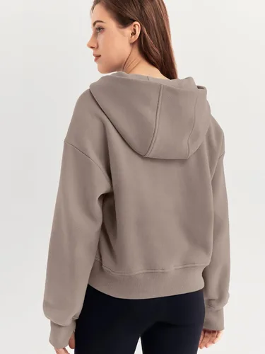 Miniatura 5 de Trendy Queen Sudaderas con capucha para mujer, con cremallera de un cuarto, sudaderas de gran tamaño, media cremallera con bolsillos, ropa de otoño