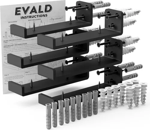 Miniatura 28 de EVALD Soportes flotantes para estantes Soportes ocultos de acero al carbono negro para tablero de 4 pulgadas (tamaño real de 3 1/4 pulgadas)