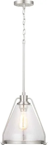 Miniatura 5 de Progress Lighting Range Collection - Lámpara colgante costera de cristal transparente con semillas, color grafito, negro