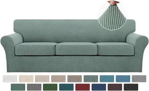 Miniatura 96 de Turquoize 2 fundas para sillas de sala de estar, funda de sofá con fundas de cojín individuales, funda de muebles para sillas (silla, beige biscotti)