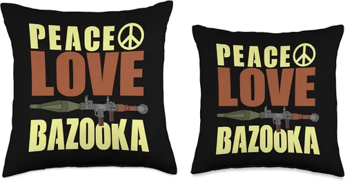 Miniatura 3 de Bazooka Missile Rocket Launcher Bazooka Peace Love - Almohada de 16 x 16 pulgadas, multicolor