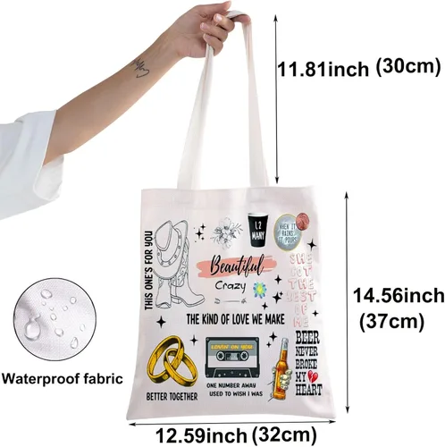 Miniatura 2 de BWWKTOP Bolsa de lona para cantante de campo, álbum de música, regalos para música country para fanáticos de los cantantes (peines TG)