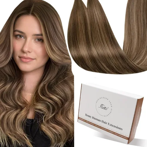 Miniatura 49 de Hetto Extensiones de cabello humano con nano cuentas, balayage, extensiones de cabello humano, color negro degradado a plateado, extensiones