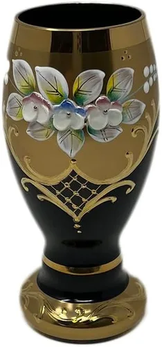 Miniatura 4 de Cristal bohemio SLAVIA Glassworks Hecho a mano de alto esmaltado pintado agua/cerveza Set color negro 7 unids