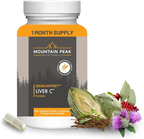 Mountain Peak Nutritionals Hígado C - Suplemento de apoyo hepático y desintoxicación - con mezcla de cardo mariano (Siliphos), cúrcuma y hongos -