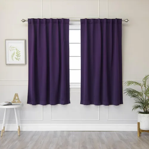 Best Home Fashion Cortinas opacas con aislamiento térmico, pestaña trasera, bolsillo para barra, morado, 52 pulgadas de ancho x 63 pulgadas de