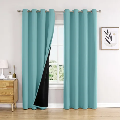 Miniatura 62 de ChrisDowa - Cortinas 100% opacas, para dormitorio, con forro negro, 2 capas gruesas, aislamiento térmico y ojales, 63 pulgadas de largo, juego de 2