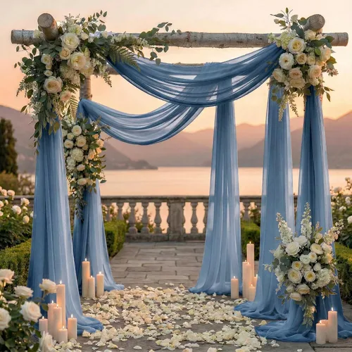 Miniatura 4 de MDS Paquete de 1 panel de cortina de arco de boda (30 pulgadas de ancho x 20 pies de largo) tela de gasa transparente para boda, ceremonia, Azul