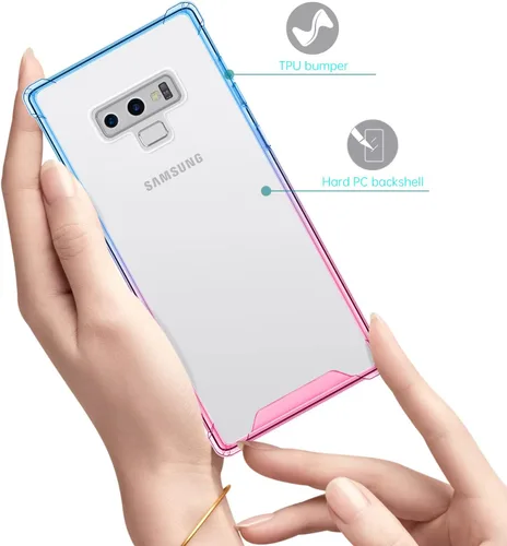 Miniatura 3 de Funda para Galaxy Note 9, funda transparente con bonito degradado para teléfono, TPU reforzado, parte trasera de policarbonato duro, funda
