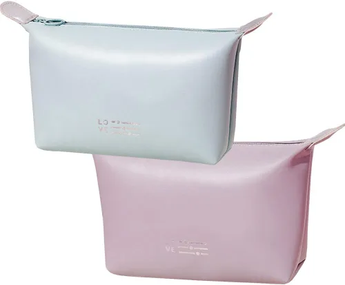 Miniatura 4 de Bolsa de maquillaje de viaje, bolsa de maquillaje de piel sintética, bolsa de cosméticos linda bolsa de maquillaje pequeña para bolso, Azul