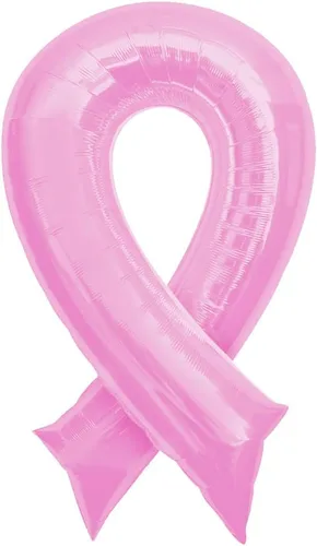 Artisan Owl Globo de aluminio jumbo de 36 pulgadas con cinta rosa para concientización sobre el cáncer de mama para eventos de recaudación de fondos