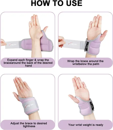 Miniatura 4 de Fragraim - Pesas para muñeca para mujeres y hombres con asas para el pulgar, 1 libra*2, 1.5 libras*2, 2 libras*2, 2.5 libras*2, 3 libras*2, juego