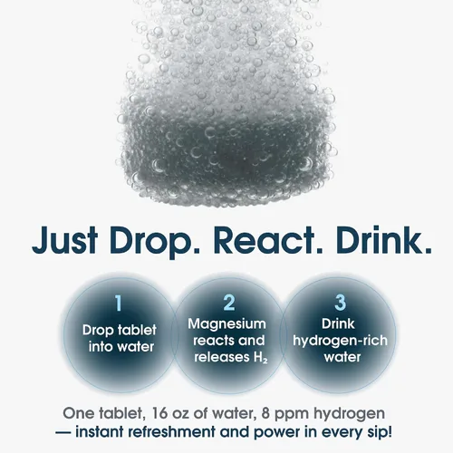 Miniatura 4 de Tabletas de agua de hidrógeno molecular (8 ppm) Magnesio, Ácido málico y L-Tartárico Suplemento de hidratación y antioxidante Apoyo energético