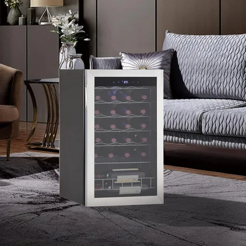 Miniatura 8 de Refrigerador de vino independiente, compresor de 28 botellas con termostato digital y puerta de vidrio, acero inoxidable