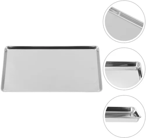Miniatura 9 de Kichvoe Plato rectangular de fideos de arroz de acero inoxidable para cocina, restaurante y uso al aire libre, fácil de limpiar y apto