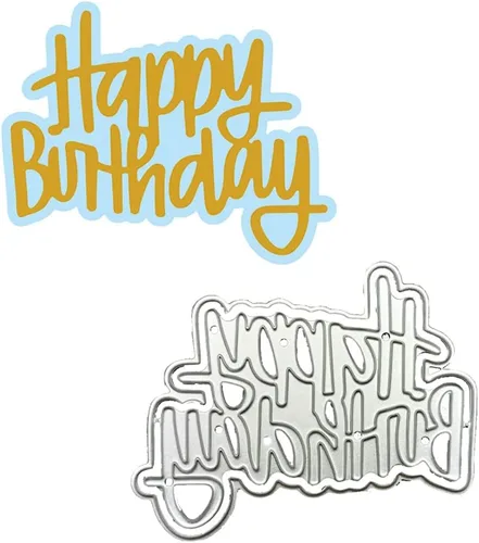 Miniatura 10 de Katutude Troqueles de feliz cumpleaños para hacer tarjetas, troqueles de corte para álbumes de recortes, letras de metal troqueladas en relieve
