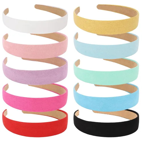 Miniatura 18 de Wecoe 10 diademas de gamuza para mujer, de 1 pulgada de ancho, color rojo, blanco, negro, rosa, morado, azul, verde, bandas antideslizantes