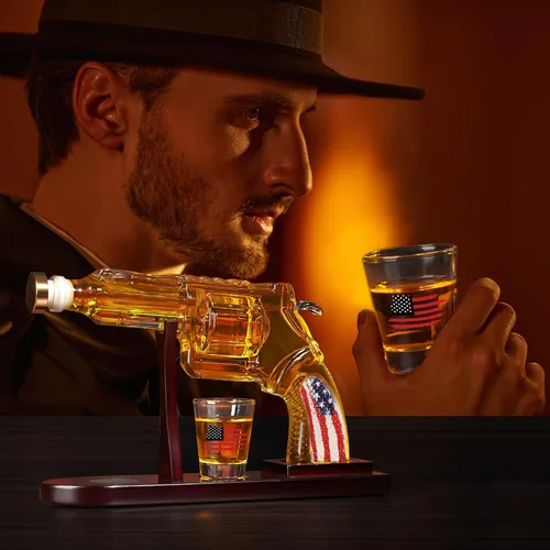 Miniatura 2 de Juego de decantador de whisky AK47 con 2 vasos de whisky, regalos para hombres, día del padre, regalo único de aniversario de cumpleaños para él