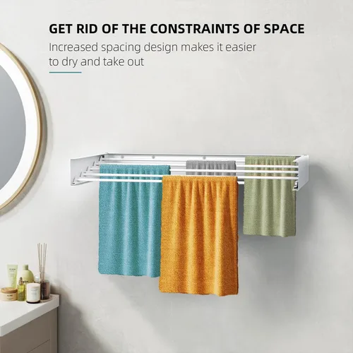 Miniatura 7 de Tendedero de Ropa, Tendedero Plegable de Pared para Secar Ropa - Tendedero de Ropa Plegable, Ahorro de Espacio, 31.5" de Ancho, 13.2 Pies Lineales