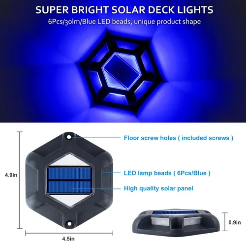Miniatura 3 de Luces solares para muelle de entrada, 16 paquetes impermeables de 1200 mAh para exteriores, luces LED de aluminio para exteriores, luz de Azul