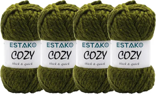 Miniatura 36 de Estako Cozy Thick & Quick Yarn - Hilo acogedor grueso y rápido, 20% lana, 80% acrílico, suave, súper voluminoso, peso #6, para tejer y hacer 50187