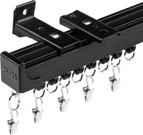 Miniatura 12 de Riel de cortina para montaje en techo, riel de cortina de techo resistente o pared de 6 pies, riel divisor de habitación blanco con clips, adecuado