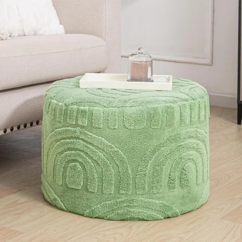 Miniatura 21 de Asuprui Reposapiés Otomano de Tela de Felpa – Puf de Espuma Suave de 20"x14" con Funda Extraíble Perfecto para Sala de Estar, Dormitorio y Lino