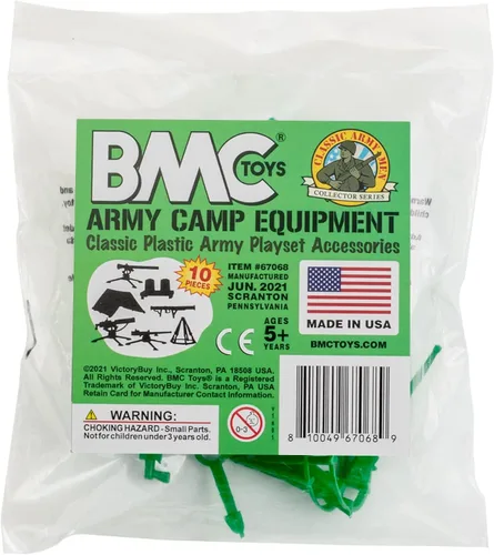 Miniatura 4 de BMC Classic - Juego de accesorios de plástico para hombre, 10 unidades de campamento militar, fabricado en EE. UU Verde medio