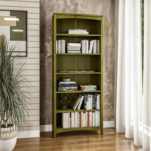 Miniatura 27 de Camaflexi Estantería estilo Shaker de 4 estantes, madera maciza, 48 pulgadas de alto, estantería ajustable, parte trasera cerrada, estantería