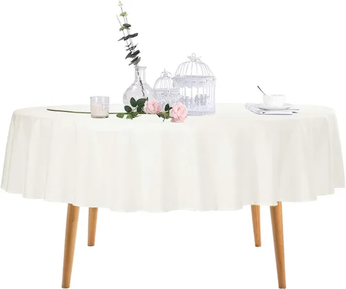 Miniatura 57 de Ascoza Paquete de 2 manteles rectangulares blancos de 60 x 84 pulgadas, tela de poliéster de 4 pies, para bodas, banquetes, restaurantes y fiestas