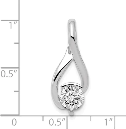 Miniatura 2 de Colgante de oro blanco macizo de 14 k único de 0.256in con diamantes de 1.024in x 0.472in