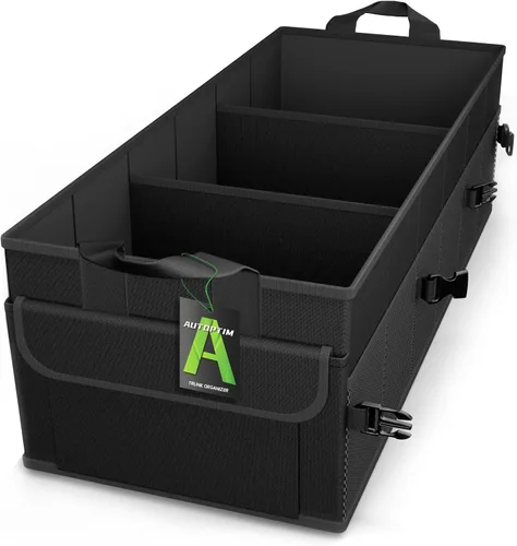 Miniatura 9 de AUTOPTIM Organizador de maletero de automóvil, organizador plegable para automóvil con parte inferior antideslizante y múltiples bolsillos