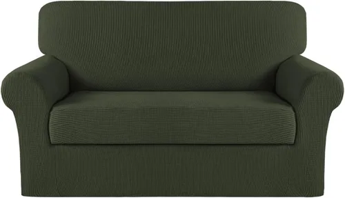 Miniatura 108 de Turquoize Fundas para sofá lavables de 2 piezas, fundas para sofá de 3 cojines, fundas elásticas para sofá con parte inferior elástica, tela
