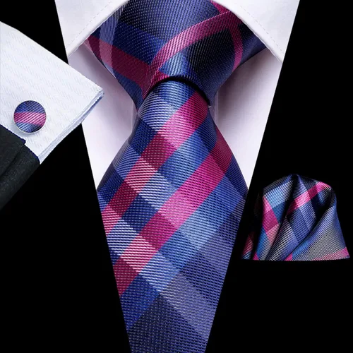 Miniatura 150 de Dubulle Corbata tejida de cachemira para hombre y gemelos de pañuelo para hombre, conjunto de gemelos para boda formal y negocios