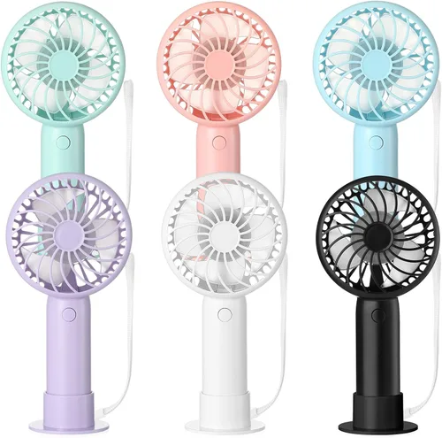 Miniatura 43 de Tujoe Mini ventilador de mano potente de 3 velocidades, ventilador personal pequeño portátil recargable con base USB para mujeres, maquillaje