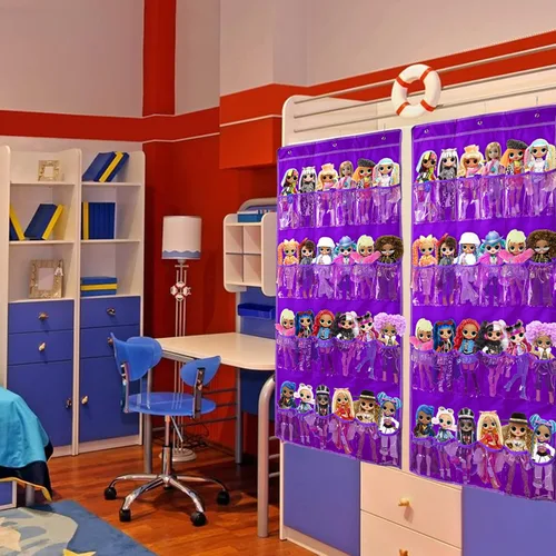 Miniatura 6 de Organizador de almacenamiento de juguetes para colgar sobre la puerta (24 bolsillos), compatible con muñecas sorpresa LOL OMG
