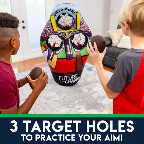 Miniatura 6 de Franklin Sports Juego de lanzamiento de objetivos de fútbol para niños, juguete inflable de tiro con mini pelotas de fútbol suaves - Divertido juego