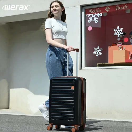 Miniatura 54 de Merax Juego de equipaje rígido ABS expandible de 3 piezas con rueda giratoria Maleta TSA Lock Suit Case, Negro -, Juego de 2 piezas, Equipaje