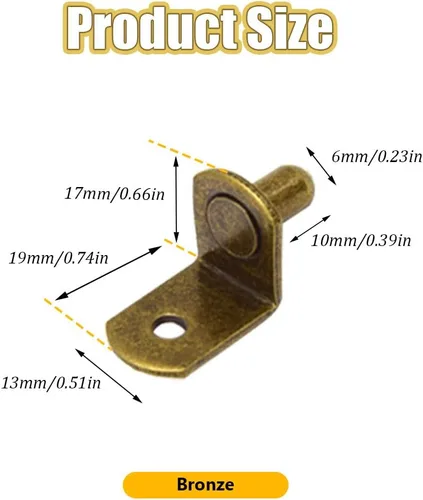 Miniatura 2 de 50 clavijas de soporte de estante con funda de goma para estantes de vidrio (bronce/L)