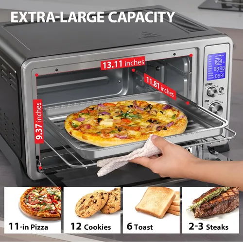 Miniatura 5 de Toshiba AC25CEW-BS Horno de convección digital, 6 rebanadas de pan/pizza de 12 pulgadas, digital Acero inoxidable