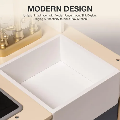 Miniatura 8 de ROBOTIME Cocina de Madera para Jugar, Juego de Cocina para Niños y Pequeñitos, Cocina de Juego para Niños con Luces y Sonidos, Cocina de Juguete Azul