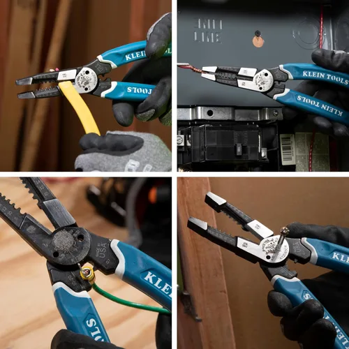 Miniatura 8 de Klein Tools K12065CR - Pelacables, cortador y herramienta engarzadora, fabricado en Estados Unidos, para cortar, pelar, engarzar y torcer