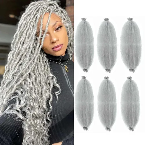 Miniatura 3 de Cabello afro trenzado elástico de 24 pulgadas 3 paquetes Cabello afro trenzado elástico Cabello afro para trenzado en crochet (24 pulgadas
