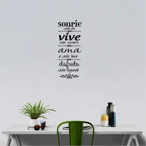 Miniatura 2 de Sonrie Vive AMA - Calcomanía de pared para decoración del hogar, reglas familiares españolas, calcomanías artísticas (23.6 x 7.8 pulgadas)