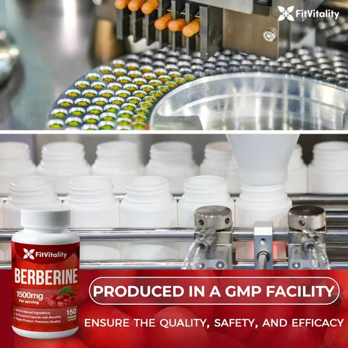 Miniatura 3 de Suplemento de berberina premium, 150 cápsulas – Suministro para 50 días, 1500 mg de berberina por porción, Berberina HCI hecha de ingredientes 100%