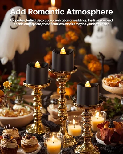 Miniatura 4 de Homemory Paquete de 12 velas sin llama votivas LED con control remoto de más de 400 horas, temporizador de 2/4/6/8 horas, velas de té que funcionan
